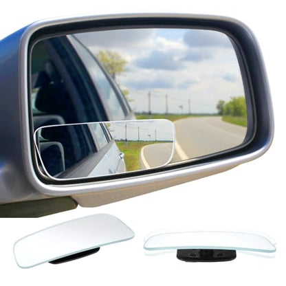 2 Pcs Frameless Blind Spot Mirrors for car, Universal Rear, Wide Angle Blind Spot Eliminator with Box Packaging, Glass Convex Rear View Mirrors for Cars, SUVs, and Trucks (Black)