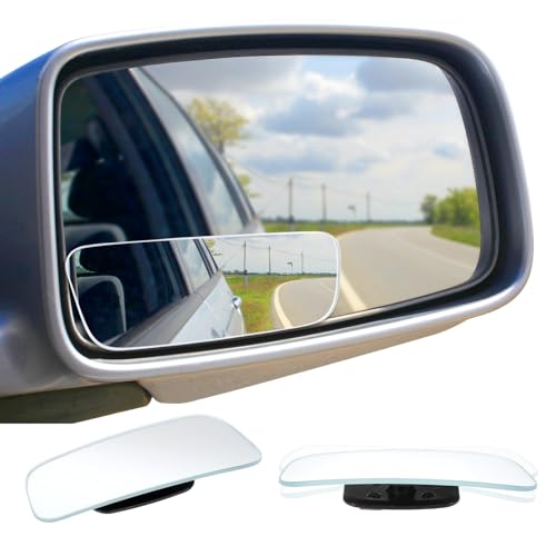 2 Pcs Frameless Blind Spot Mirrors for car, Universal Rear, Wide Angle Blind Spot Eliminator with Box Packaging, Glass Convex Rear View Mirrors for Cars, SUVs, and Trucks (Black)