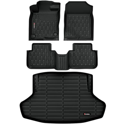 Floor Mats & Cargo Liner Fit with 11th Gen Honda Civic 2022-2025 2026 Sedan (Fits Rear Seats with or Without USB Ports), Full Set All Weather Protection 1st, 2nd Row Car Liners & Trunk Mat - style: Honda Civic 2022-2025