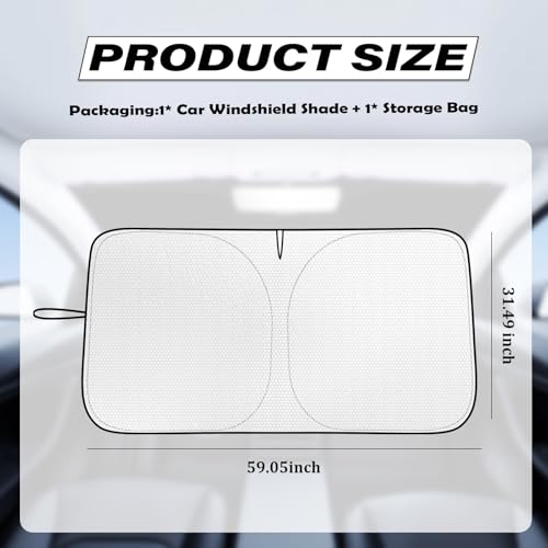 Foldable Car Windshield Sun Shade 59×31 Inch,2026 New Thickened Car Sun Shade Windshield for Blocking Sunlight,Universal Cars Windshields Cover Suns Shades for Cars,SUVs
