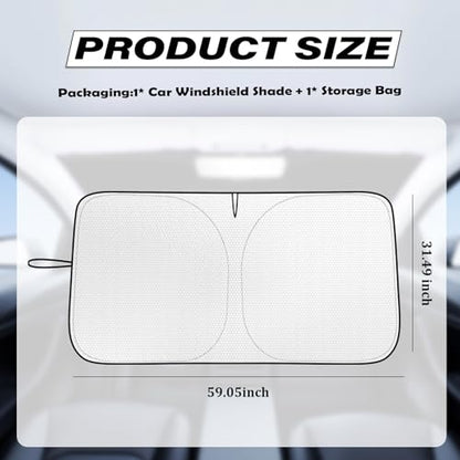 Foldable Car Windshield Sun Shade 59×31 Inch,2026 New Thickened Car Sun Shade Windshield for Blocking Sunlight,Universal Cars Windshields Cover Suns Shades for Cars,SUVs