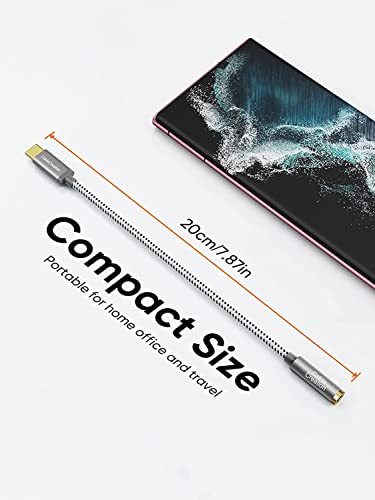 CableCreation USB C to 3.5mm Audio Adapter, Type C to Headphone Adapter, USB C to Aux 24bit/96kHz HiFi DAC Cable for iPhone 16 15 Pro Max/15 Pro/15 Plus, iPad, Galaxy S24 S23 Ultra, Pixel 9, 0.33 ft - style: USB C+3.5mm Audio (1-Port)