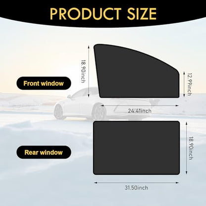 4 PCS Car Side Window Glass Sunshade, 24.41" x 18.9" x 12.99" Front Side Window + 31.5" x 18.9" Rear Side Window Privacy Protection Full Light Blocking Sunshade, for Most Cars (Black) - color: Black
