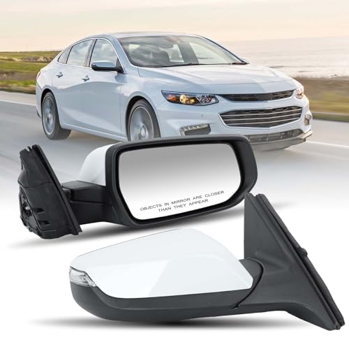 Passenger Side View Mirror Compatible with 2016 2017 2018 2019 2020 2021 2022 Malibu LT Hybrid,Mirrors With Heated Turn Signal,7-Pins OE-GM1321539(White) - color: 7Pins-WT, size: Right Passenger Side