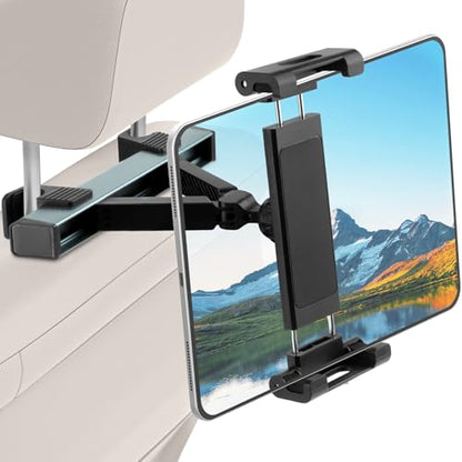 Kairiyard Tablet Holder for Car, Triangle Extension Arm Adjustable Car Back Seat Tablet Holder Road Trip Essentials Headrest Tablets Cars Mount Compatible with iPad Pro, Air, Mini, 4.7-11" Devices - color: Blue-gray