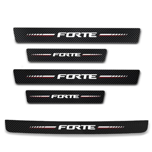 5Pcs Door Sill Protector for KIA K3 Cerato 2019 2020 2021, Carbon Fiber Door Sill Stickers, Front Rear Door & Trunk Sill Plate Guards Auto Accessories - color: White Forte