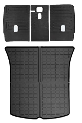Cargo Liners with Backrest Mats, 3D All Weather Tech Waterproof Rear Cargo Trunk Tray Floor Mat ＆ Second Row Seat Back Cover Accessories Compatible with 2020-2024 2025 Model Y 5-Seat（Not for Juniper） - size: Model Y cargo mat with backrest mat