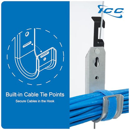 ICC Batwing J Hook 1-5/16” Without Retainer Clip - Galvanized Steel Cable Management Hooks for Hanging Cable to Hanger Wire and Threaded Rod - Rust-Resistant, EIA and TIA Compliant, 1-5/16 in 25 Pack - size: 1 5/16 in, style: Batwing