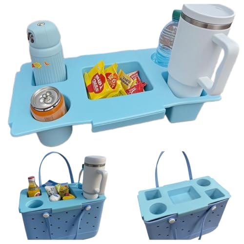 Top Cup Phone Holder Tray Storage Lid for Stanley Compatible with Bogg Bag XL Cover, Cup Organizer Holder Waterproof Silicone Multifunctional Storage Box for Outdoor Beath Camping Travel (Blue, XL) - color: Blue, size: XL