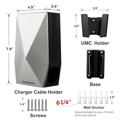 Upgraded Aluminum Charging Cable Holder with Chassis Bracket Compatible with Tesla Cybertruck Model 3 Model Y Model X Model S Charger Cable Organizer Accessories for Wall Connector,Improved Slot
