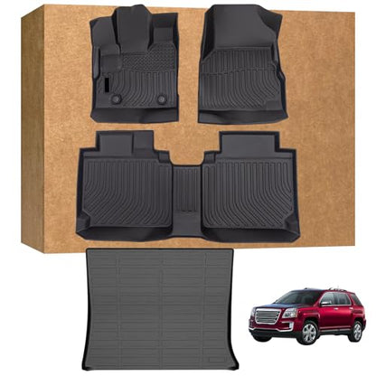 Floor Mats for GMC Terrain 2012-2017 and for Chevrolet Chevy Equinox 2012-2017, TPE Waterproof Non-Slip All Weather Protection Custom (Floor Mats & Cargo Liner)