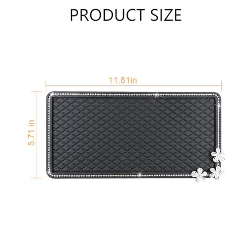 HZEL Bling Car Dashboard Non Slip Mat, Crystal Rhinestone Vehicle Dash Grip Pad Pad for Phone Sunglasses Electronic Devices, Diamond Sticky Automotive Gripping Mat Accessories, Universal Fit (Flower) - size: Rhinestone+Flower