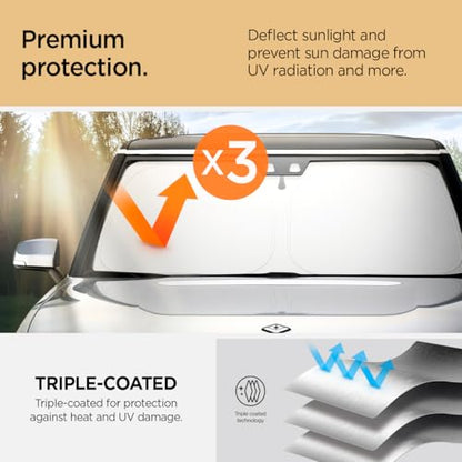 Spigen Triple-Coated CryoShade Front Windshield Sunshade (Reinforced Velcro Strap) Designed for Rivian R1T & R1S - size: Rivian R1s/R1t