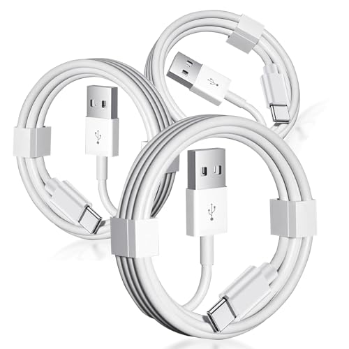 3 Pack Car Carplay Cable for iPhone 16e 17 Air 16 15 USB A to USB C Cable for iPhone 16 15 Pro Max 15 Plus for Carplay Cord, iPad 4C USB C Cables 10th Gen iPad Pro iPad Air 5th Mini 6th Gen Charger - color: White, size: 3 Feet, style: 3 Pack