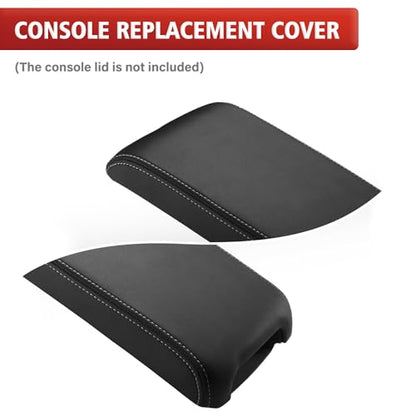 KBH Center Console Armrest Cover Upholstery for Toyota Camry 2012-2017, Vinyl Leather, Middle Console Replacment Covering, Black-Gray Stitch (Leather Part Only) - color: Black-Gray Stitch, size: Camry 2012-2017
