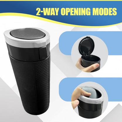 Car Cup Holder Trash Can with Lid, Leakproof Mini Auto Side Door Garbage Bin with Storage Bag, Universal Vehicle Interior Organizer Accessories for SUV, Sedan, Truck, Home, Office(Silver-1PC) - size: Silver-1PC