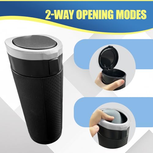 Car Cup Holder Trash Can with Lid, Leakproof Mini Auto Side Door Garbage Bin with Storage Bag, Universal Vehicle Interior Organizer Accessories for SUV, Sedan, Truck, Home, Office(Silver-2PCS) - size: Silver-2PCS