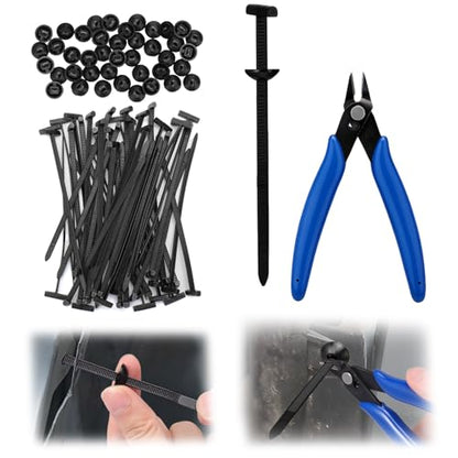 XANGNIER 2025 New 50 Pcs Extra-Long 5.9" Nylon Universal Cable Tie Buckles with Wire Cutter,Multipurpose Self Locking Zip Tie Clips Automotive,Snap Fit Nylon Fastening Clip for Car Repairs Auto Bumper - color: Upgrade and Extend 50pcs