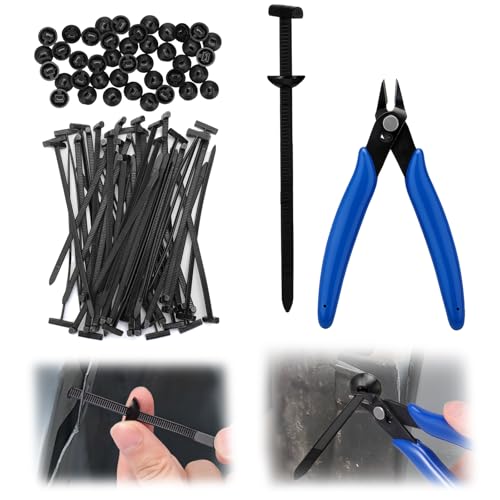 XANGNIER 2025 New 50 Pcs Extra-Long 5.9" Nylon Universal Cable Tie Buckles with Wire Cutter,Multipurpose Self Locking Zip Tie Clips Automotive,Snap Fit Nylon Fastening Clip for Car Repairs Auto Bumper - color: Upgrade and Extend 50pcs