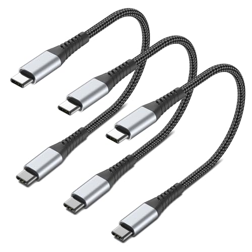 1FT USB C to USB C Cable, 3Pack Short USB Type C to C Cable 60W Fast Charging 1 Foot USBC to USBC Cord Braided for iPhone 16 15 Pro Max, Samsung Galaxy S25 A16, Moto G8, Google Pixel - size: 1 Feet, style: USB C to USB C