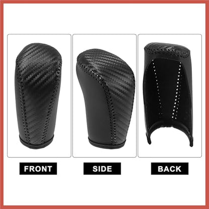 ACROPIX Car Faux Leather Carbon Fiber Black Gear Shift Knob Cover for Nissan Altima 2019-2021 Sentra 2020-2021 Kicks 2018-2021 Versa 2020-2021 Black Line Car Parts