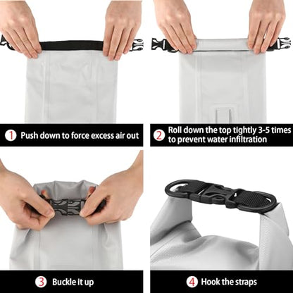 Boat First Aid Kit Waterproof, WELL-STRONG Marine Emergency Kit with Roll Top Dry Bag for Boating Fishing Kayaking – Water-Resistant Contents for Camping & Beach（Light Grey） - color: Ws011-lightgrey