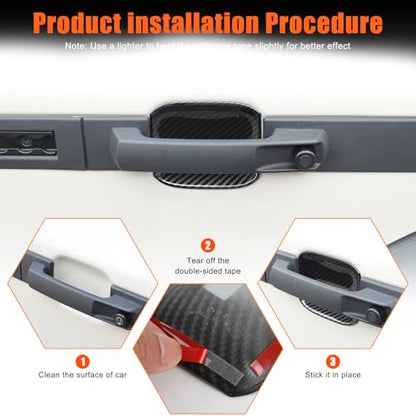 5PCS Exterior Door Handle Bowl Cover Protection Trim Compatible with INEOS Grenadier 2020-2025 Carbon Fiber Door Handle Bowl Trims Anti-Scratch Sticker Exterior Accessories
