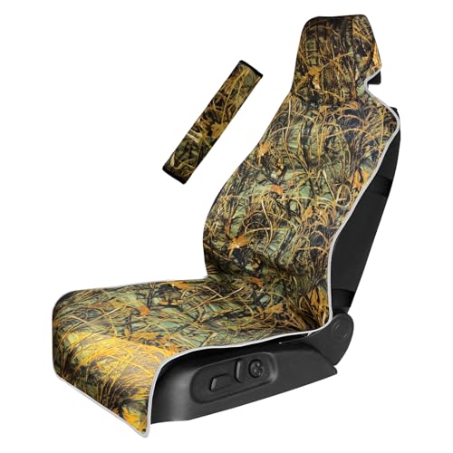Universal Cloth Car Seat Covers Full Set with Buckle Fastening, Water-Resistant Fabric Auto Interior Protector – Fits Most Cars, SUVs, Trucks (Camouflage) - style: Camouflage