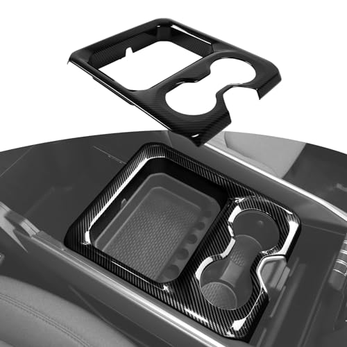 RT-TCZ for RAM Cup Holder Storage Box Trim Cover, Carbon Fiber Interior Accessories for Dodge RAM 2018-2023 - color: Carbon Fiber