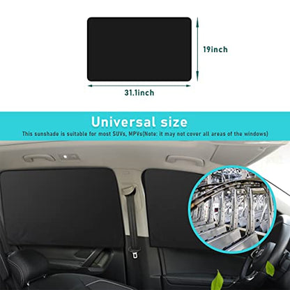 Ziciner Car Window Sun Shade（Only for Metal Frame）, 2 Pcs Auto Side Rear Magnetic Windshield Curtains, Sun Heat Blocker and UV Rays Protector, Universal Window Covers for Car, SUV (Black-Back Window) - color: Black-Back Window