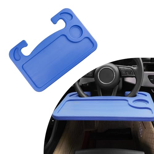 Dickno Car Steering Wheel Desk, Multipurpose Auto Steering Wheel Tray with Drink Holder, Steering Wheel Food Tray for Eating, Universal Vehicle Travel Accessories for Constant Travelers (Blue) - color: Blue