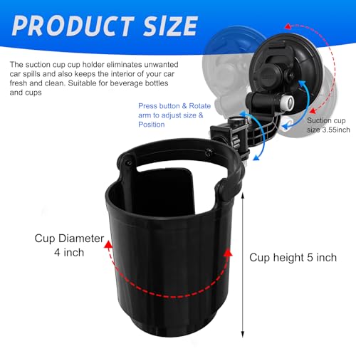 Recessed Folding Cup Drink Holder, Premium Quality Sturdy Folding Car Console Bottle Can Holder, Adjustable Automotive Drink Holder with Suction Cup, Car Accessories