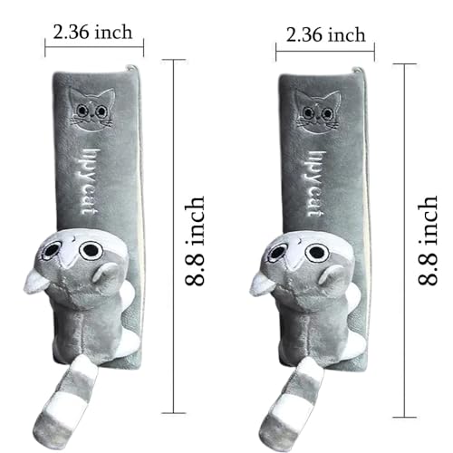 ZOSTLAND 2Pcs Car Seat Belt Pad Cover,Soft Auto Safety Strap Shoulder Pads,Plush Catoon Grey Cat Doll Seatbelt Cover,Cute Strap Covers Harness Pad,Compatible with All Cars and Backpack(2Pcs Grey Cat) - color: 2Pcs Grey Cat