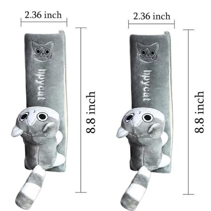 ZOSTLAND 2Pcs Car Seat Belt Pad Cover,Soft Auto Safety Strap Shoulder Pads,Plush Catoon Grey Cat Doll Seatbelt Cover,Cute Strap Covers Harness Pad,Compatible with All Cars and Backpack(2Pcs Grey Cat) - color: 2Pcs Grey Cat
