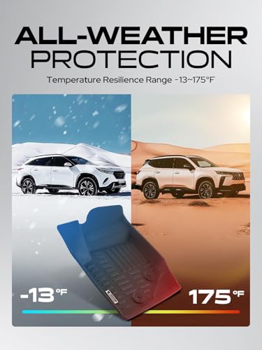 YHTAUTO Floor Mats Compatible with 2003-2014 Volvo XC90, TPE Floor Liners All-Weather Protection Custom Fit, 1st & 2nd Row, Set of 4 Black