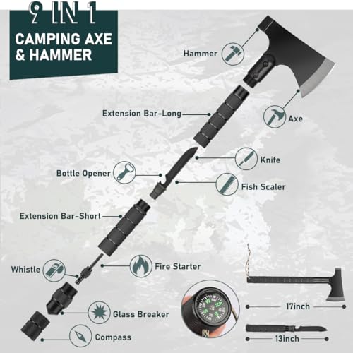 Survival Kit, 262Pcs Survival Gear and Supplies with First Aid Kit Pouch and Crossbody Bag, Emergency Kit with Tent, Camping Axe Hammer, Survival Shovel w/Pick, Bug Out Bag Gifts for Men Women - color: Brown