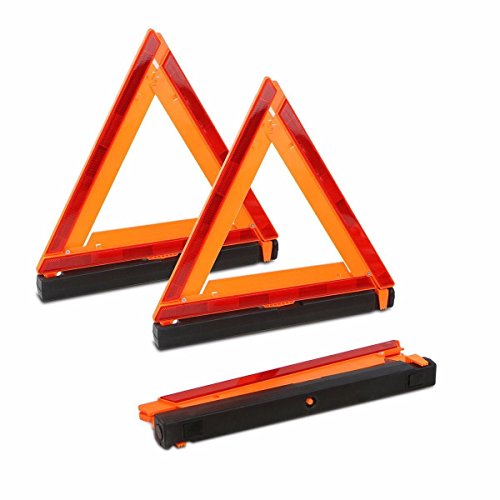 Stark USA 3-Pack Warning Triangle Foldable Emergency Warning Sign Reflector Roadside Hazard Sign High Stability DOT Approved Frame w/Storage Case