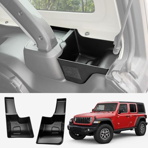 Wheel Well Storage Bin Fit for 2024-2025 Jeep Wrangler JL JLU 4XE Rear Trunk Side Storage Box Cargo Organizer Cargo Tray for Wrangler JL 4dr Accessories(24-25 Trunk Organizer, Not Gladiator) - color: 24-25 Trunk Organizer