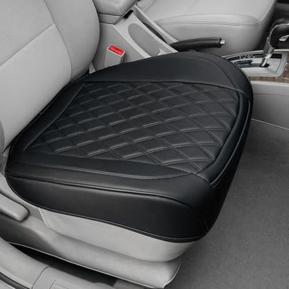 BEITK 1 Pack Leather Front Car Seat Cover Bottom Car Seat, Anti-Slip and Full Wrap Driver Car Seat Protectors, Luxury Waterproof Bottom Auto Seat Cushion Pad Mat for Most Vehicles(Black) - color: black-1pcs