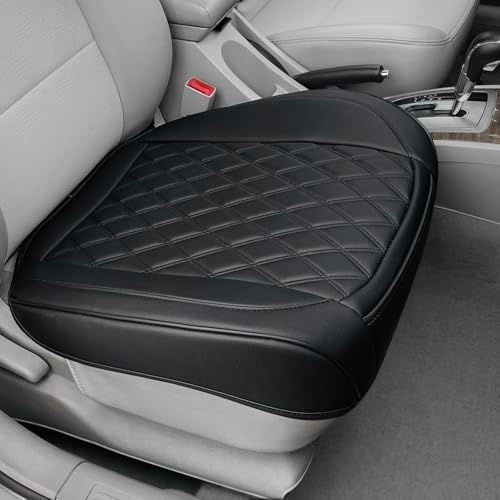BEITK 1 Pack Leather Front Car Seat Cover Bottom Car Seat, Anti-Slip and Full Wrap Driver Car Seat Protectors, Luxury Waterproof Bottom Auto Seat Cushion Pad Mat for Most Vehicles(Black) - color: black-1pcs