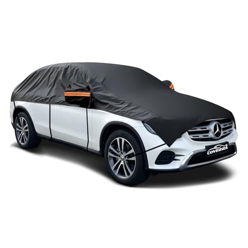 Half Car Cover for SUV, Windshield Cover for Ice and Snow, Hail Protector Car Cover Waterproof All Weather Fits Large SUV - size: SUV L
