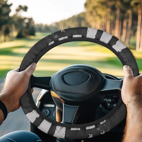 4th of July Golf Cart Steering Wheel Golf Cart Steering Wheel Fit 13-14 Inch Car Anti-Slip Car Accessories Steering Wheel Cover Odorless Breathable Wrap Cover Sweat Absorption - color: 4th of July Black
