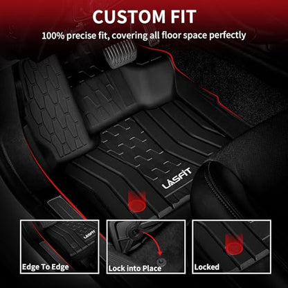 LASFIT Floor Mats Fit for Lincoln Continental 2020 2019 2018 2017, All Weather Floor Liner TPE Custom Fit Car Mats for Lincoln Continental 1st & 2nd Row Rubber Mats, Black,Tasteless - size: 2017-2020|For Lincoln Continental|Floor Mats