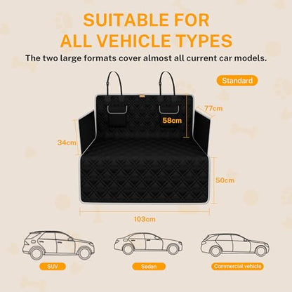 Toozey Dog Car Seat Cover for SUV, Sedan & Van, Waterproof & Tear-Resistant Back Seat Pet Cover for Dogs with Side Walls, Non-Slip Backing & Bumper Guard, Black Standard: 72.8"x40.6" - size: Standard (72.8 x 40.6 Inches)