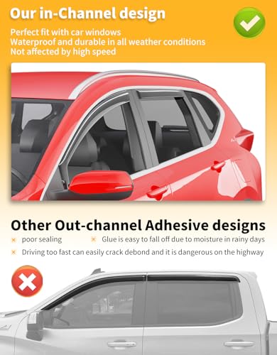 in-Channel Window Rain Guards Fit for Honda CRV (CR-V) 2017 2018 2019 2020 2021 2022, Extra Durable Window Visors Window Deflectors Vent Visors Vent Shades Car Accessories-4 pcs - size: Fit for 2017-2022 Honda CR-V (CRV)