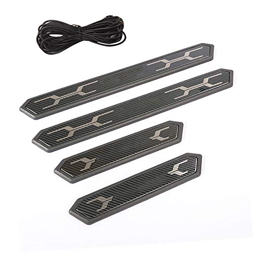 XITER 4PCS For Toyota RAV4 2019-2025 Carbon Fiber Car Door Sill Scuff Plate Guard Sills Door Entry Guard Protector Trim Autoparts Accessories (With LED) - color: With LED