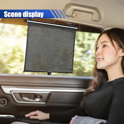 2PCS Car Side Window Sun Shade for Baby/Kids- 18"×14" Retractable Roller Car Window Shade with Suction Cups - Blocks Heat and UV Rays Glare Protection- Baby Travel Accessories for Cars (Black) - color: Black