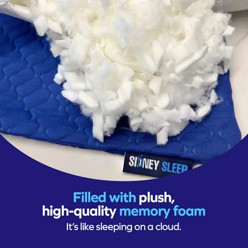 Sidney Sleep Mini Travel Size Neck Pillow - Knee, Back Lumbar and Support - Small Curved Pillow - Adjustable Fill - Washable Case - Drawstring Backpack Included - 14 x 19 Inches (Mini - Blue) - color: Blue, size: Travel Mini