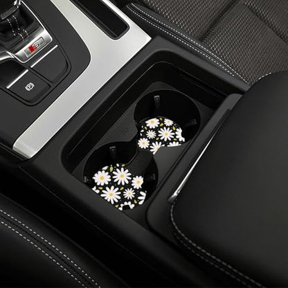 Beautiful Daisy Steering Wheel Cover Cute Daisy Steering Wheel Cover Floral Breathable Universal for 15 Inch Anti-Slip Car with 2 Pieces Car Coasters Suitable for Men Women Daisys - color: Beautiful Daisy
