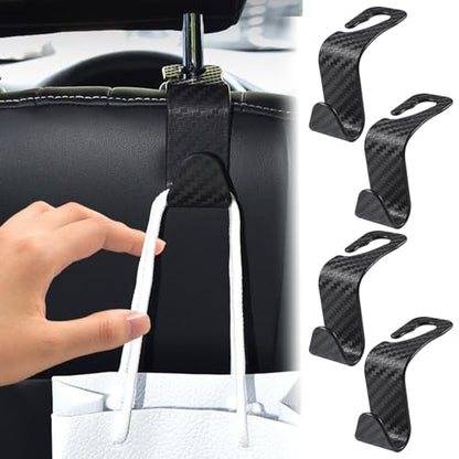 4 PCS Car Seat Hooks Set,Universal Car Headrest Hooks for Bags Purses Groceries, Back Seat Organizer Hanger,Black Pattern Design - color: Black Pattern Design